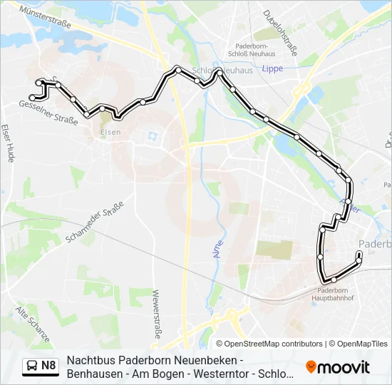 Автобус N8: карта маршрута