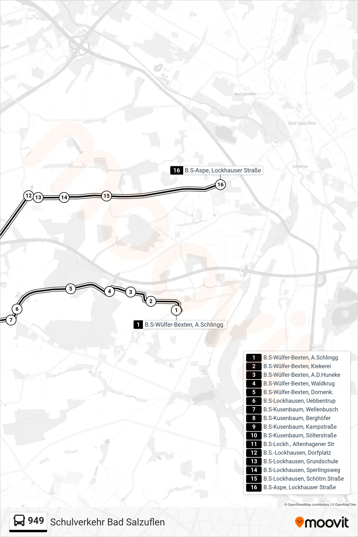 949 bus Line (Aspe) route and stops on a map