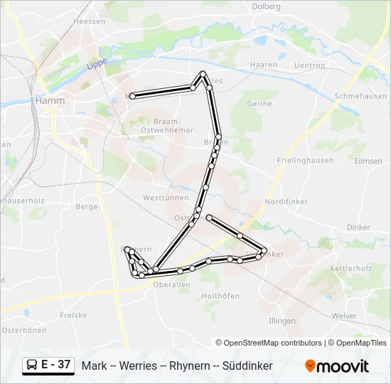 E - 37 Bus Line Map