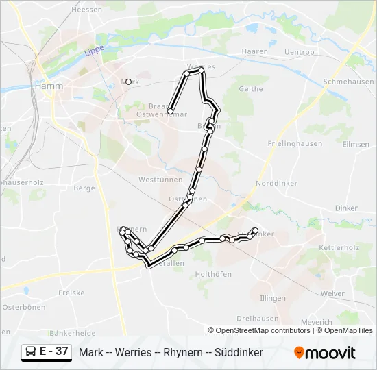 E - 37 Bus Line Map