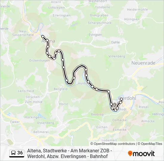 Автобус 36: карта маршрута