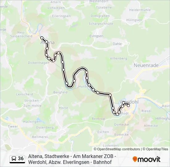 Автобус 36: карта маршрута