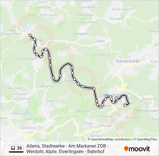 Автобус 36: карта маршрута