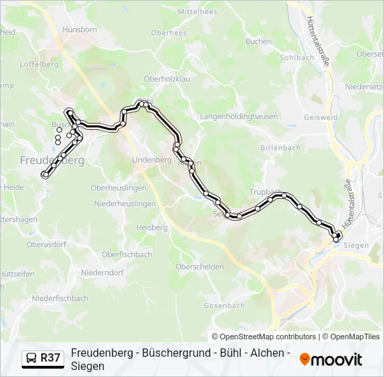 R37 Bus Line Map