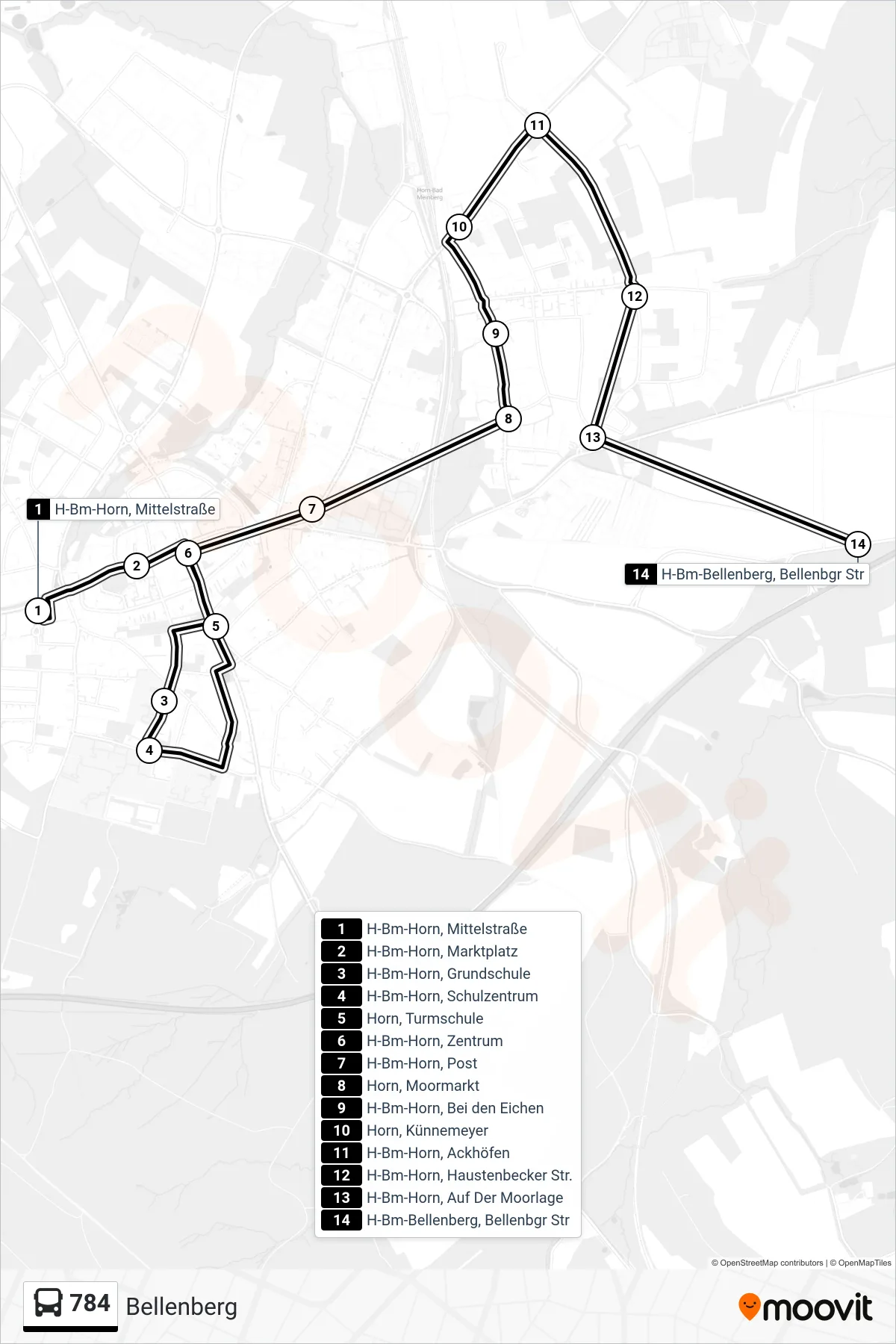 Linie 784 (Bus) Richtung Bellenberg: Route und Haltestellen auf der Karte