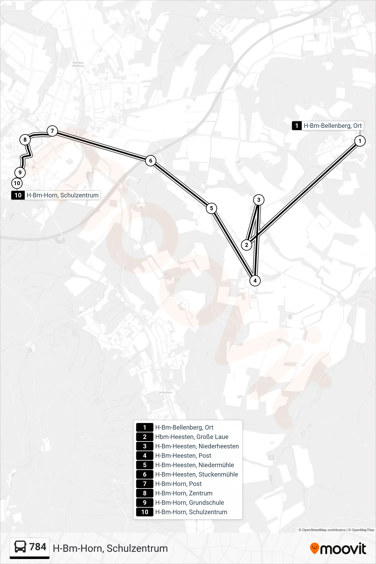 Linie 784 (Bus) Richtung H-Bm-Horn, Schulzentrum: Route und Haltestellen auf der Karte