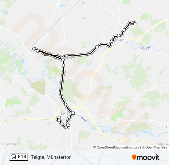 Автобус E13: карта маршрута