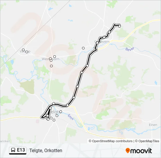 E13 Bus Line Map