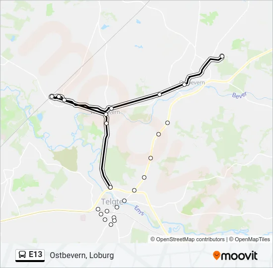 E13 Bus Line Map