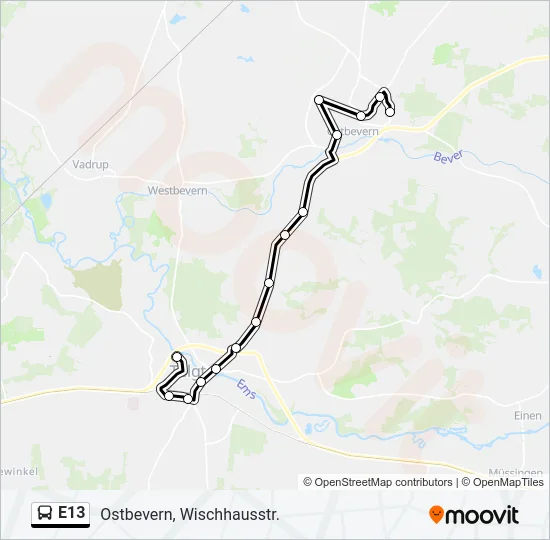 E13 Bus Line Map