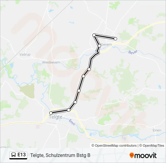 E13 Bus Line Map