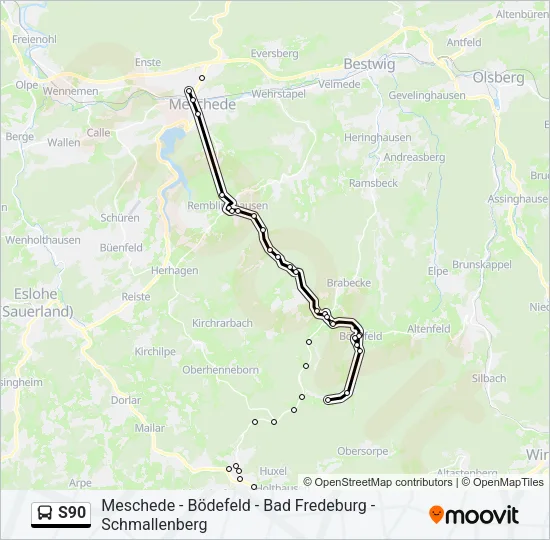 S90 Bus Line Map