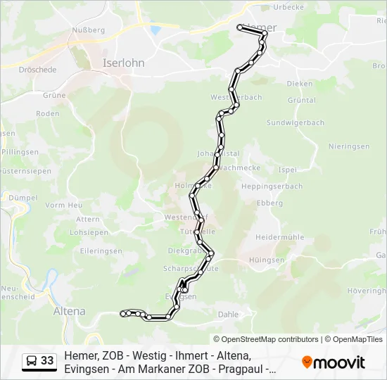 Автобус 33: карта маршрута