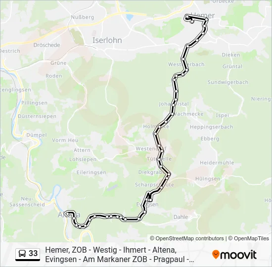 Автобус 33: карта маршрута