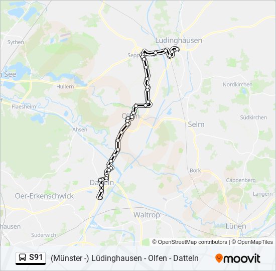 S91 bus Line Map