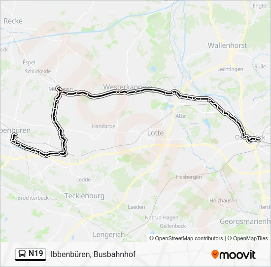 Автобус N19: карта маршрута