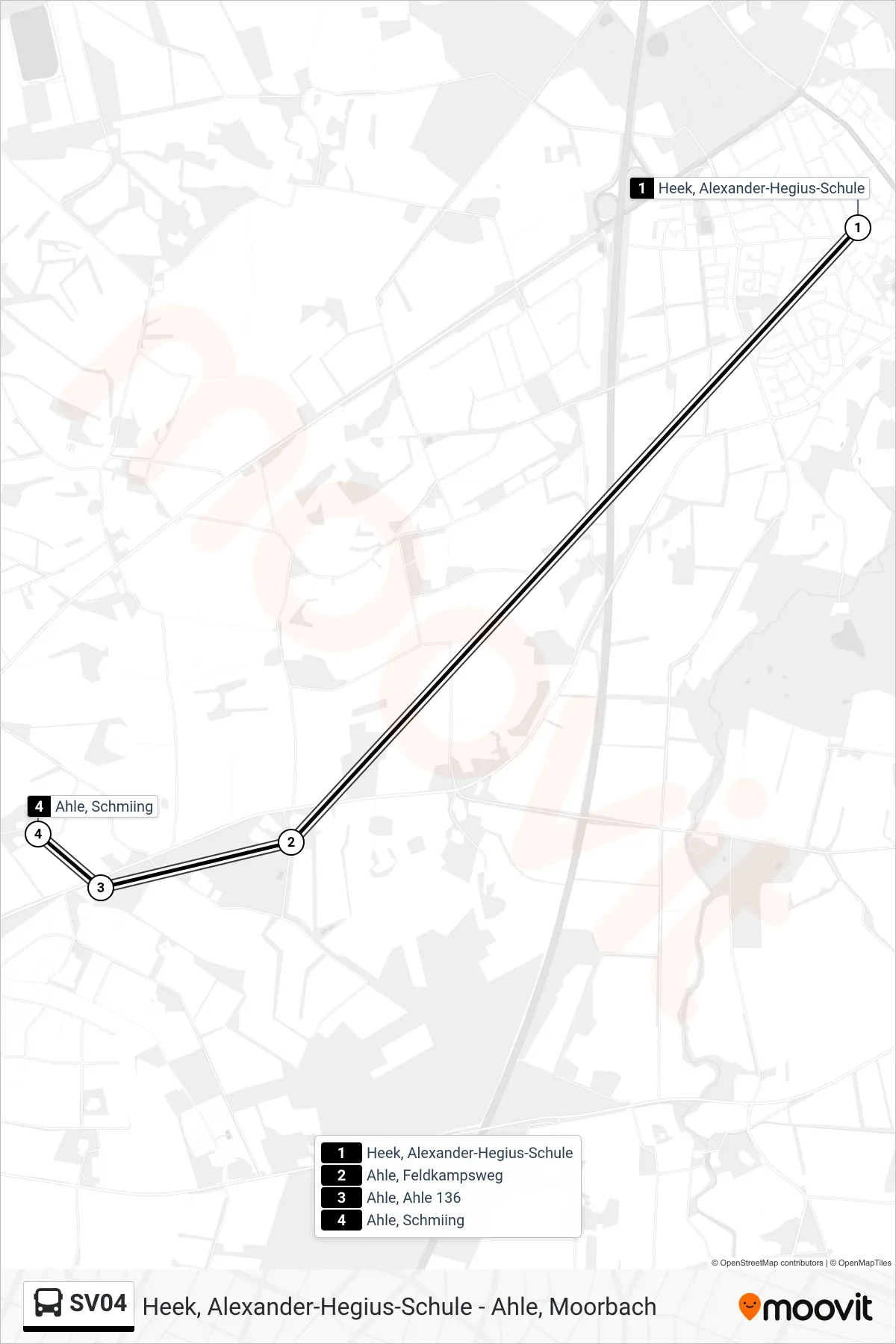SV04 bus Line (Ahle, Schmiing) route and stops on a map