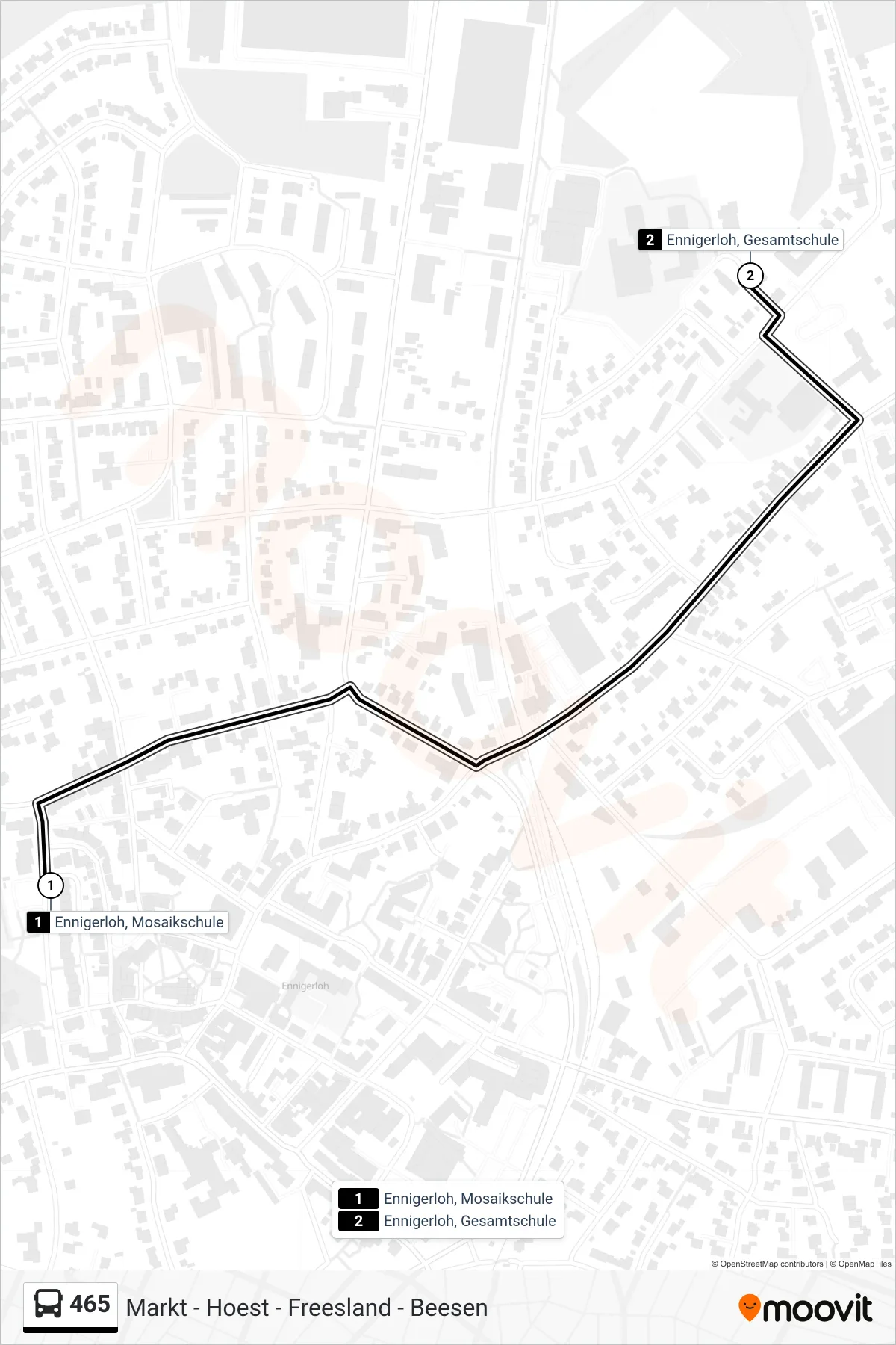 465 bus Line (Ennigerloh, Gesamtschule) route and stops on a map