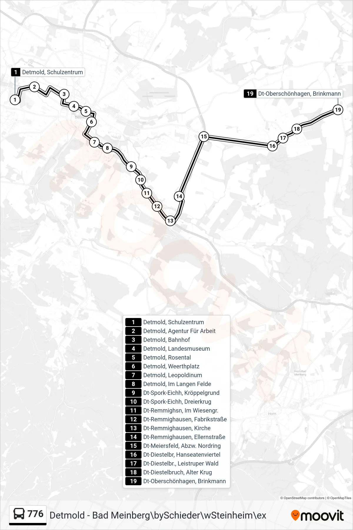 776 bus Line (Oberschönhagen) route and stops on a map