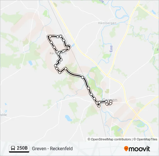 250B Bus Line Map