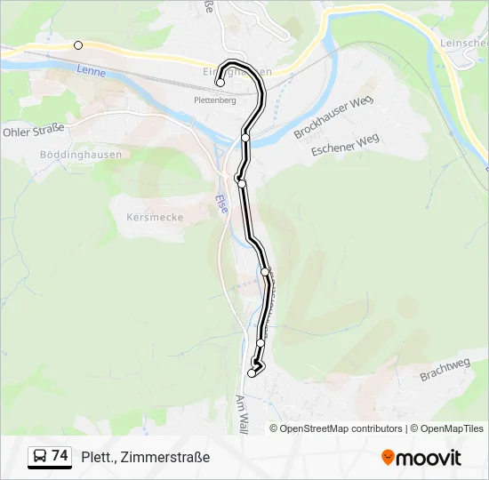 Автобус 74: карта маршрута