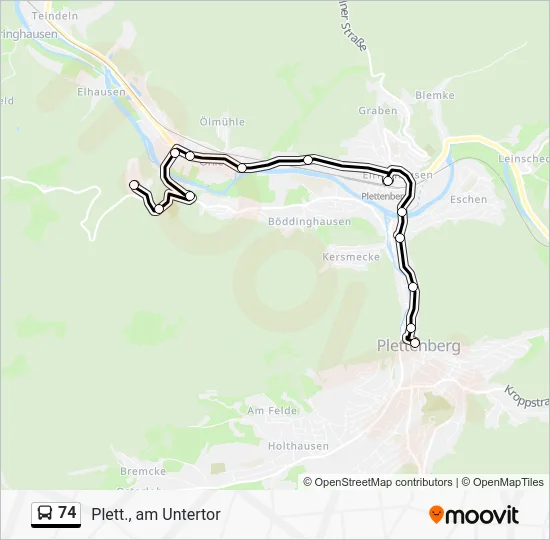 Автобус 74: карта маршрута