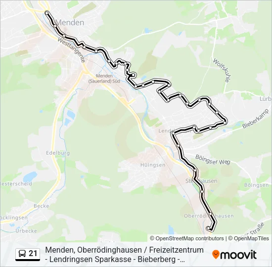 Bus 21: карта маршрута