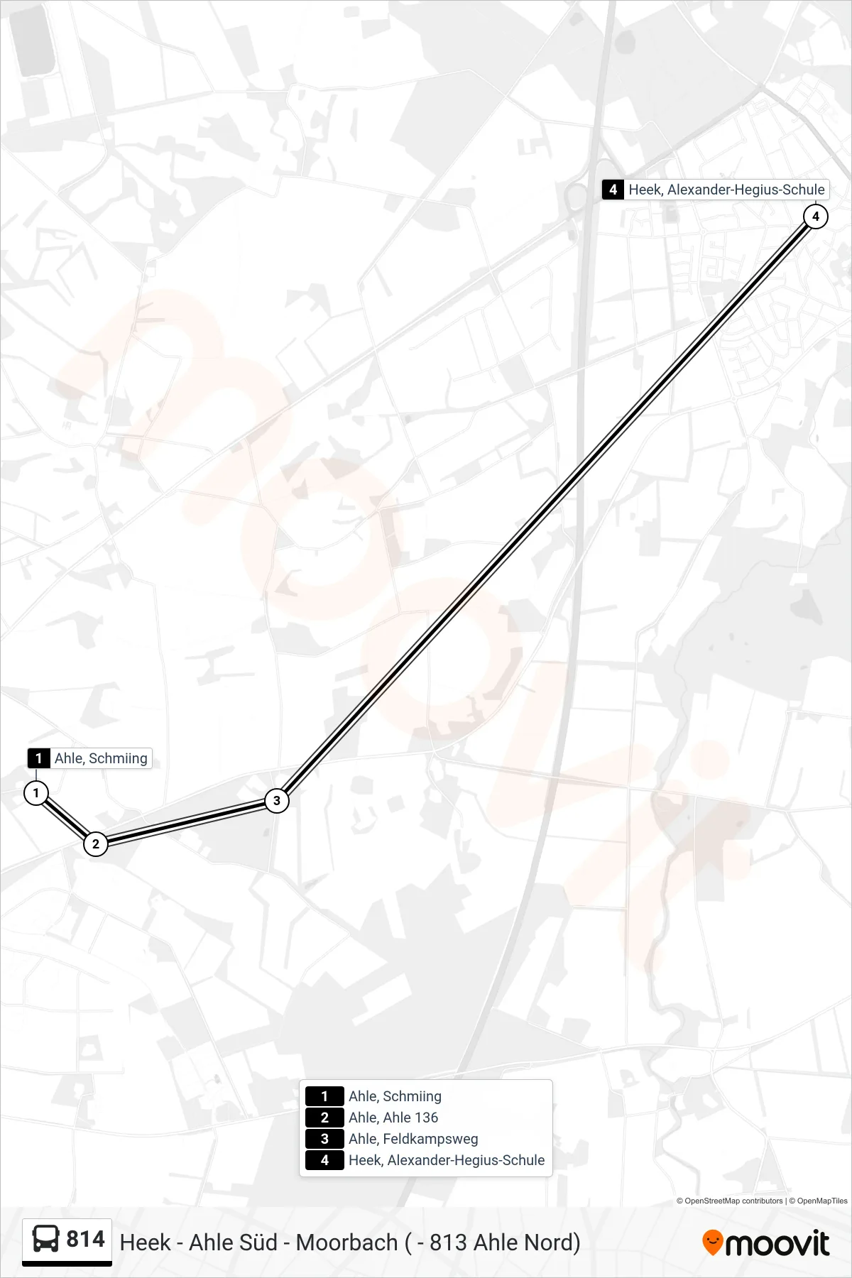 814 bus Line (Heek, Alexander-Hegius-Schule) route and stops on a map