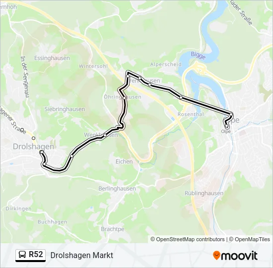 Buslinie R52 Karte
