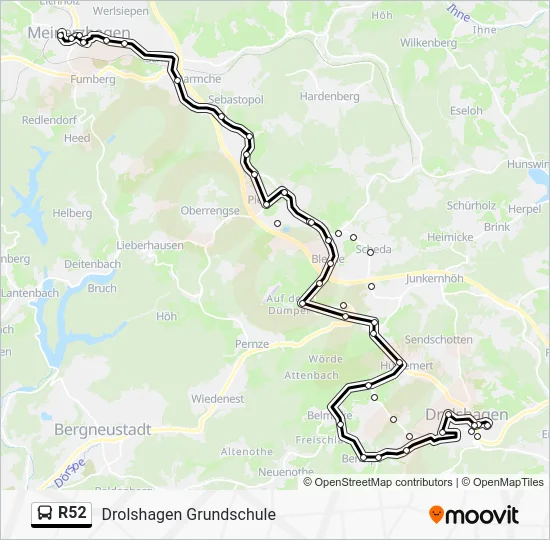 Автобус R52: карта маршрута
