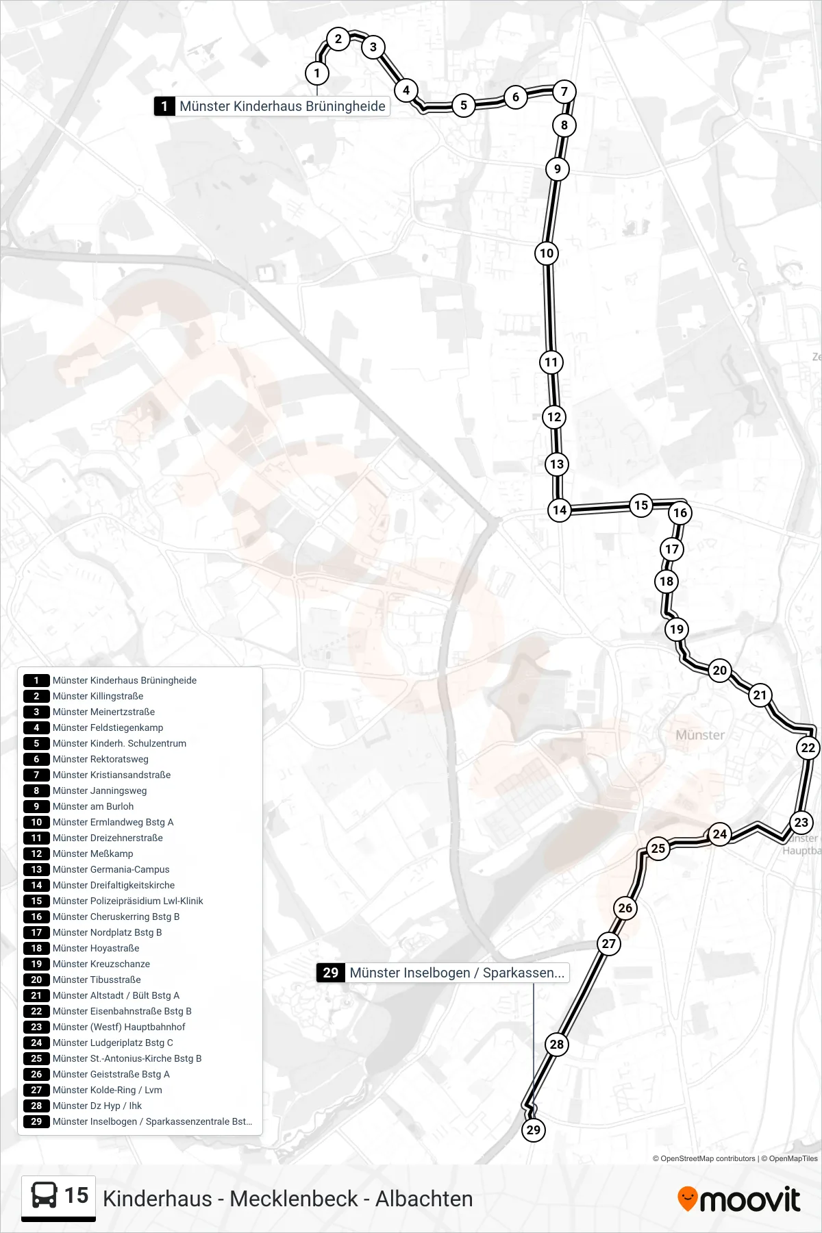 Linie 15 (Bus) Richtung Inselbogen: Route und Haltestellen auf der Karte