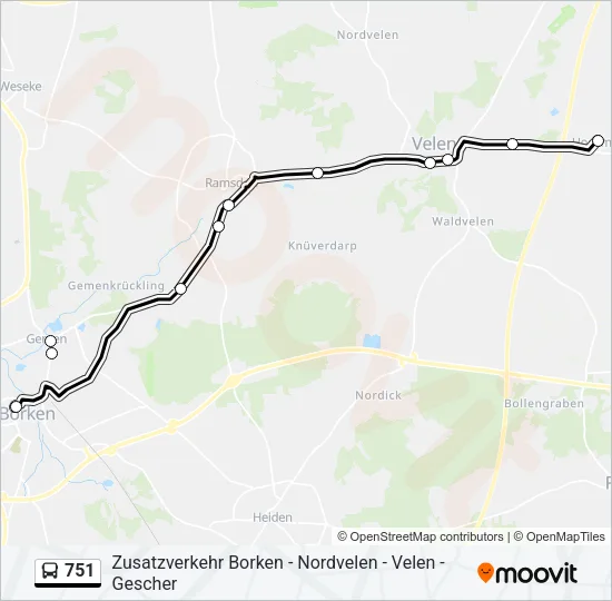751 Bus Line Map
