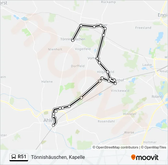 R51 Bus Line Map