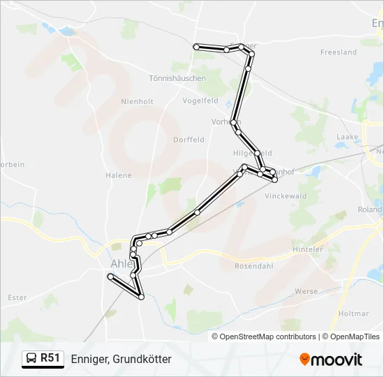 R51 Bus Line Map