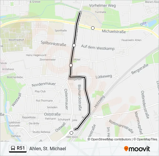R51 Bus Line Map