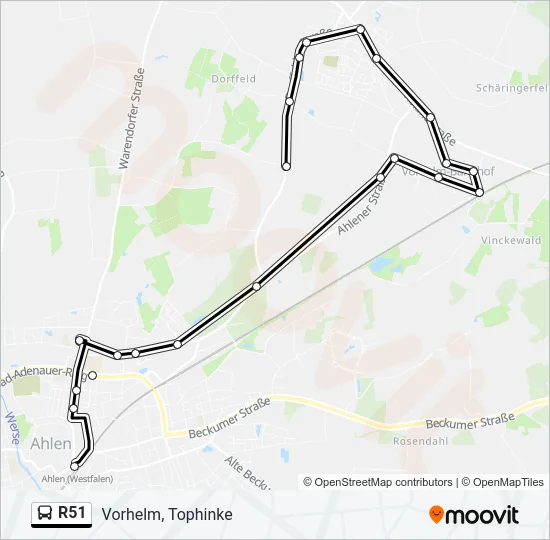 R51 Bus Line Map