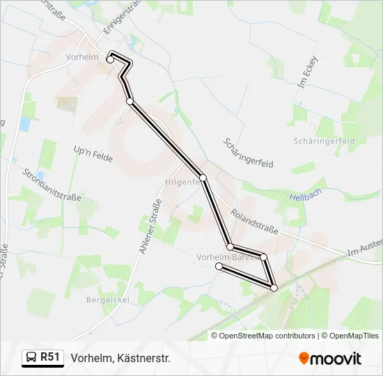 Автобус R51: карта маршрута