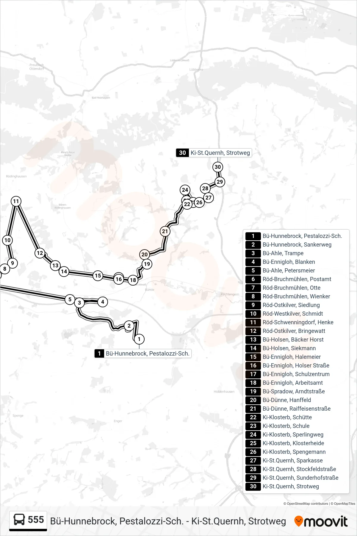 Linie 555 (Bus) Richtung Ki-St.Quernh, Strotweg: Route und Haltestellen auf der Karte