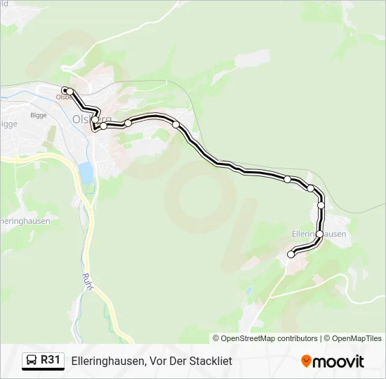 Автобус R31: карта маршрута