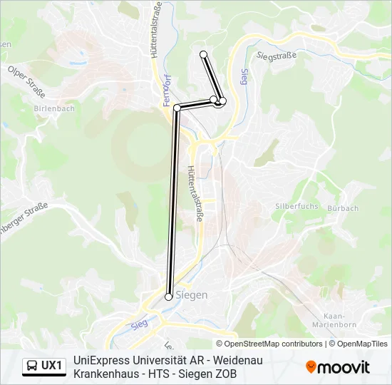 UX1 Bus Line Map