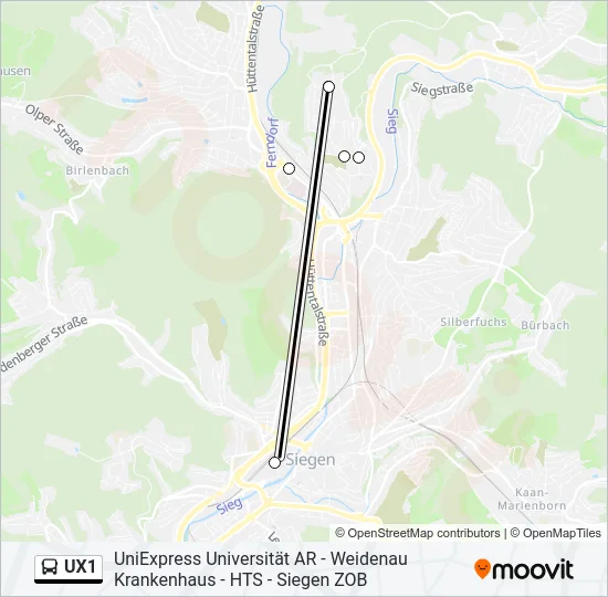 UX1 Bus Line Map