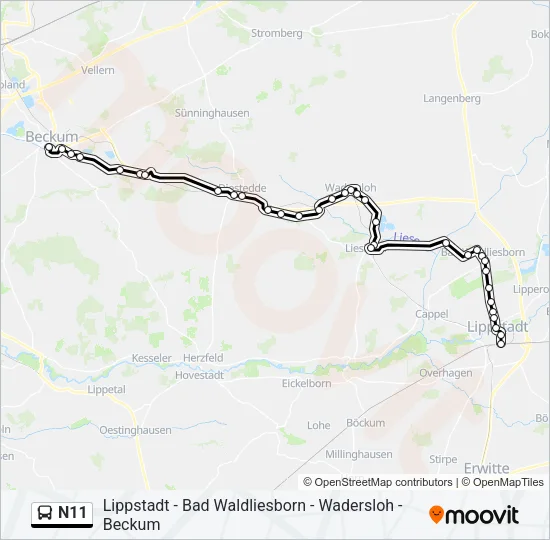 N11 Bus Line Map