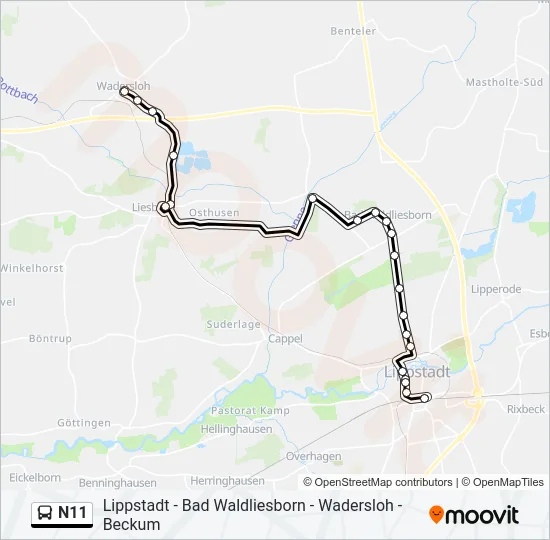 N11 Bus Line Map