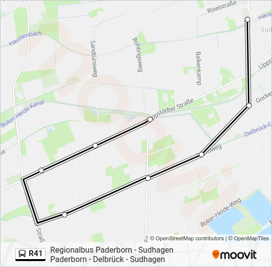 Автобус R41: карта маршрута