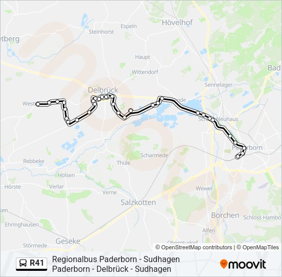 Автобус R41: карта маршрута