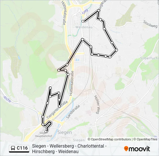 C116 Bus Line Map