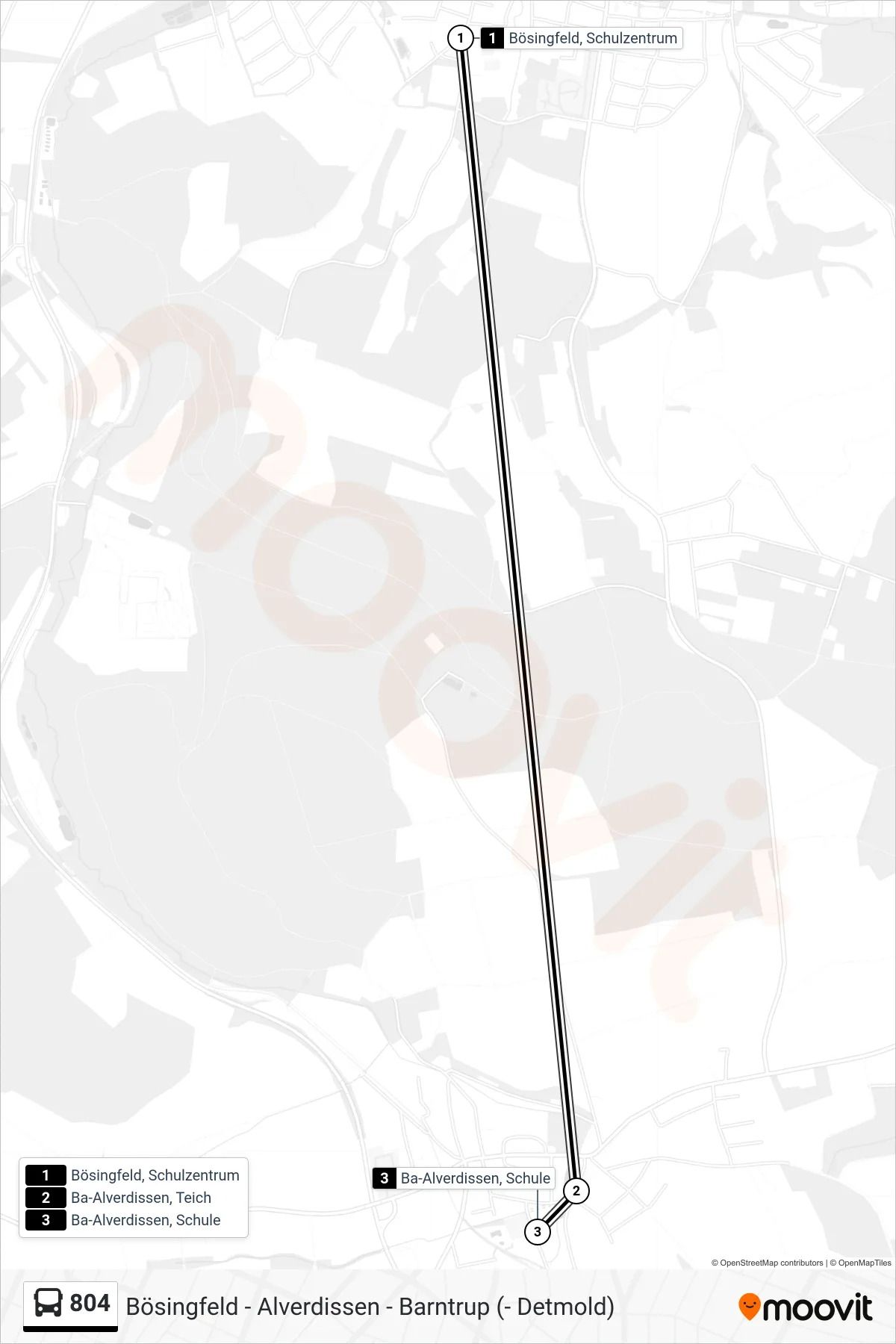 804 bus Line (Alverdissen) route and stops on a map