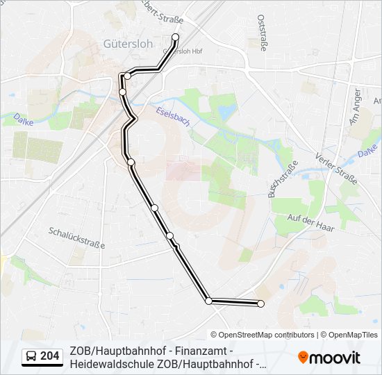 Автобус 204: карта маршрута