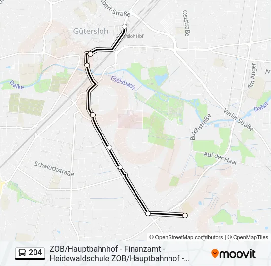 Автобус 204: карта маршрута