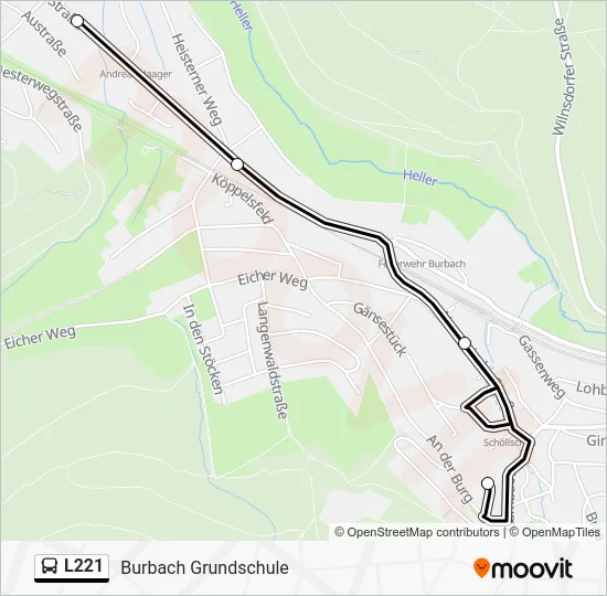 Автобус L221: карта маршрута